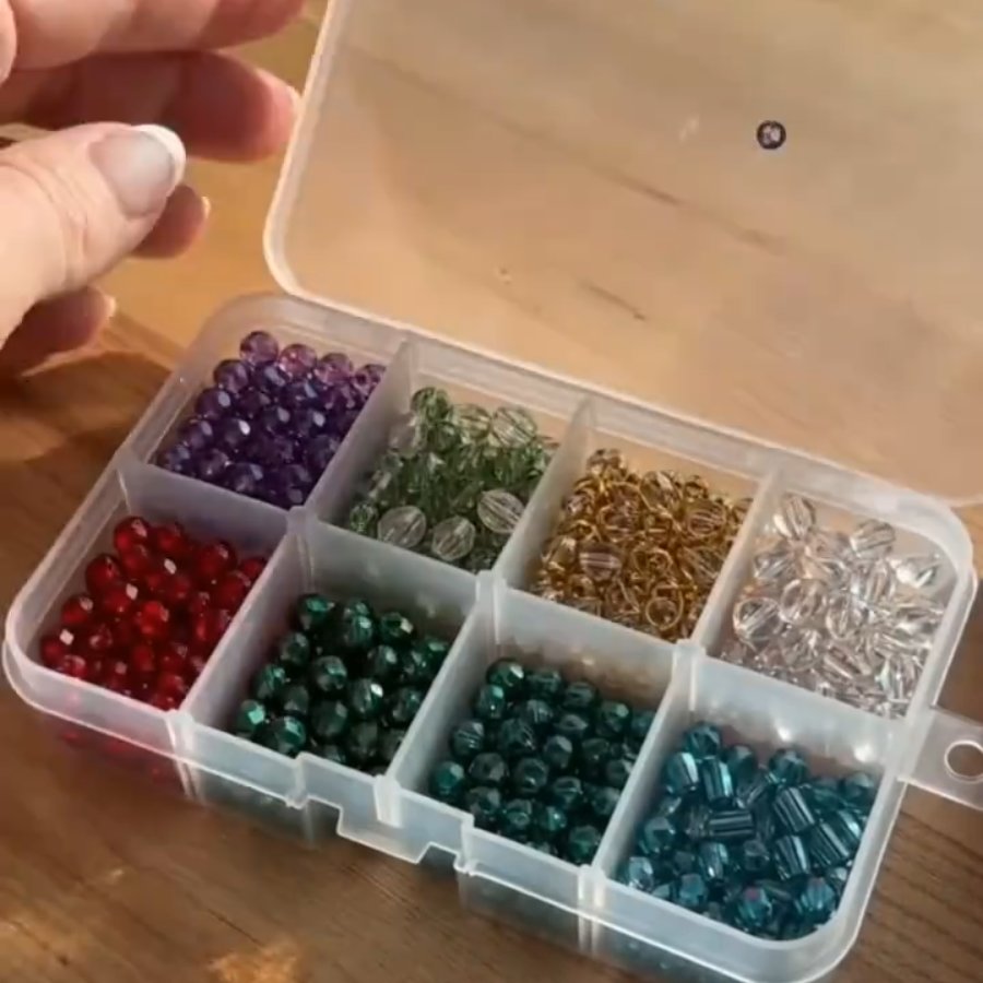 Colorful beads sorted in an organizer box